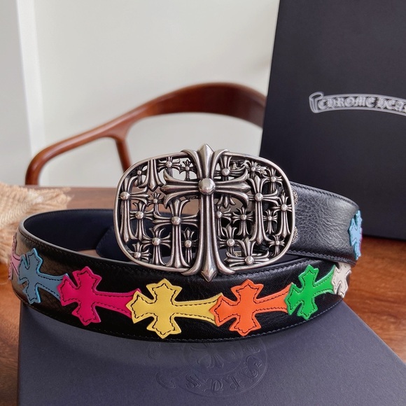 Chrome Hearts Other - Chrome Hearts Cross-Motif Silver Buckle Belt